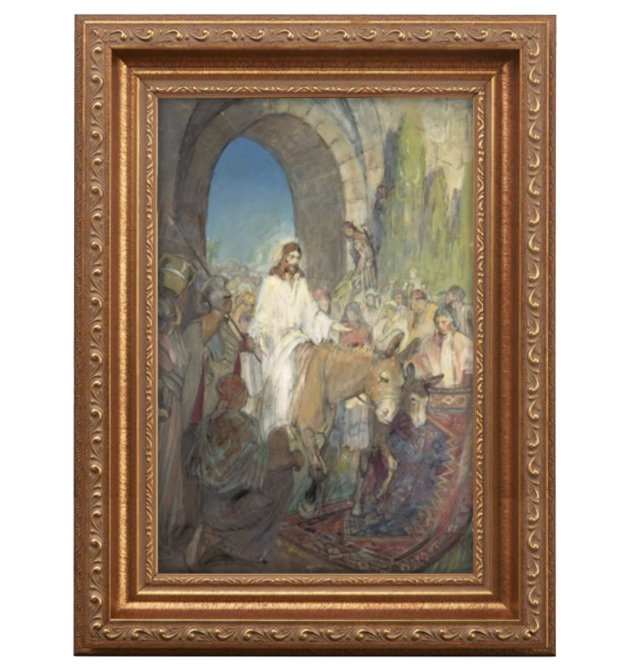 LDS Painting of Jesus Christ entering Jerusalem - Framed canvas